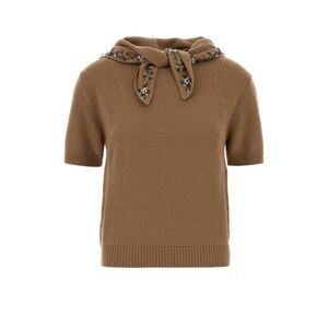 Prada Women Camel Cashmere Sweater